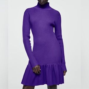 Zara mock neck ribbed dress